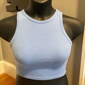 Zara Blue Fitted Crop Tank Top